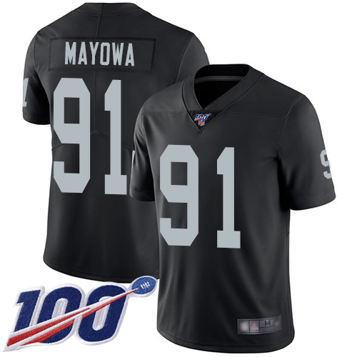 Men Oakland Raiders Limited Black Benson Mayowa Home Jersey NFL Football #91 100th Season Vapor Jersey->nfl t-shirts->Sports Accessory
